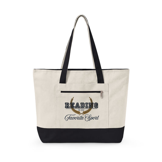 "Reading is my Favorite Sport" Tote | Zippered Canvas Tote